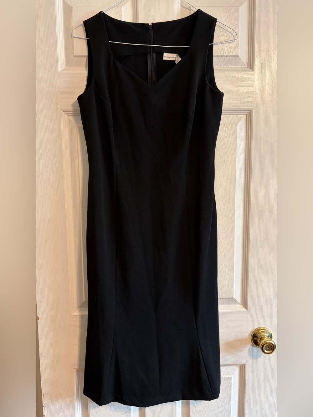 Vintage Newport News Black Midi Dress Size 8 LBD Sleeveless Sheath Y2K Workwear